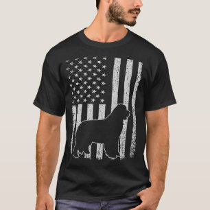 T-shirt Retro Terre-Neuve Drapeau américain Chien Papa Chi