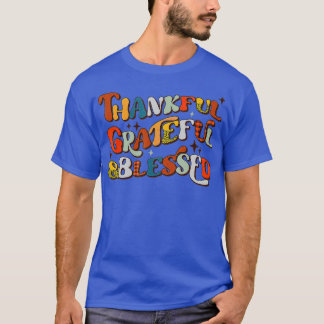 T-shirt Retro Thankful Grateful Blessed Fall Colors Thanks