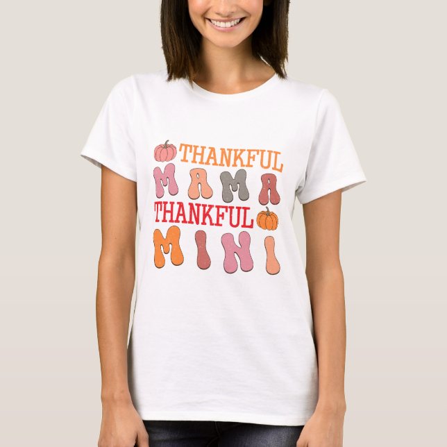 T-shirt Rétro Thankful Mama Merci Mini - Automne (Devant)