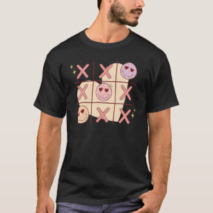 T-shirt Retro Tic Tac Toe Happy Visage Coeur Amour Valenti