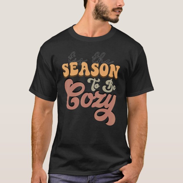 T-shirt Retro Tis The Season To Be Cozy Fall Vibes Thanksg (Devant)