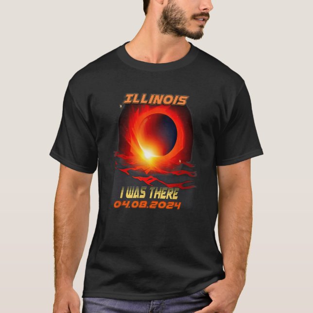 T-shirt Rétro Total Solaire Eclipse 2024 Illinois (Devant)
