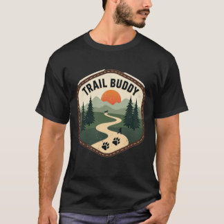 T-shirt Retro Trail Buddy Chien Randonnée Nature Patch Gra