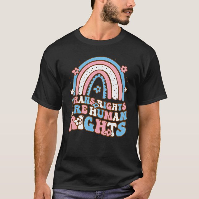 T-shirt Retro Trans Rights Are Human Rights Conming Out Da (Devant)