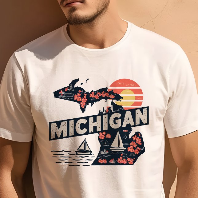 T-shirt Retro Travel Iconic Michigan Graphic (Créateur téléchargé)