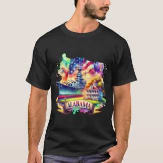 T-shirt Retro Travel Map US States Alabama USA State Map