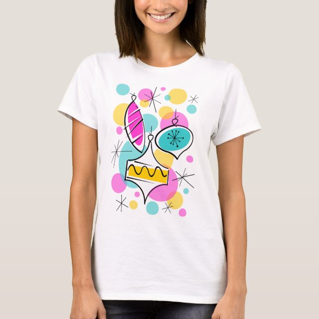 T-shirt Retro Tree Baubles vertical (Devant)