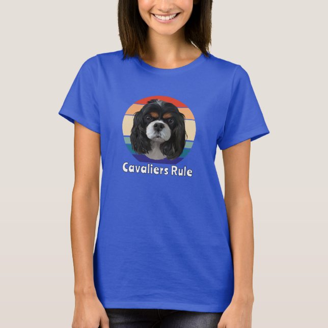 T-shirt Retro Tri Cavalier King Charles Spaniels Règle (Devant)