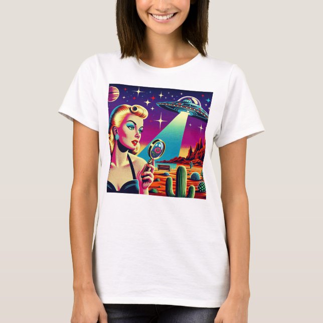 T-shirt Retro UFO Pin-Up (Devant)