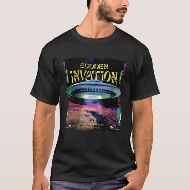 T-shirt Retro UFO Space Conquerors pour UFO et Alien Belie (Devant)