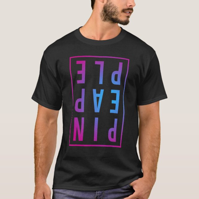 T-shirt Retro Upside Down Pineapper Swinger Pastel Texte G (Devant)