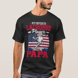 T-shirt Retro Usa Drapeau Lacrosse Player Me Appelle Papa