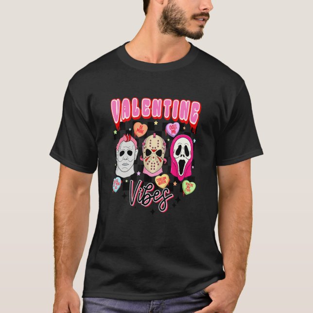 T-shirt Retro Valentine Vibes Horror Characters  1 (Devant)