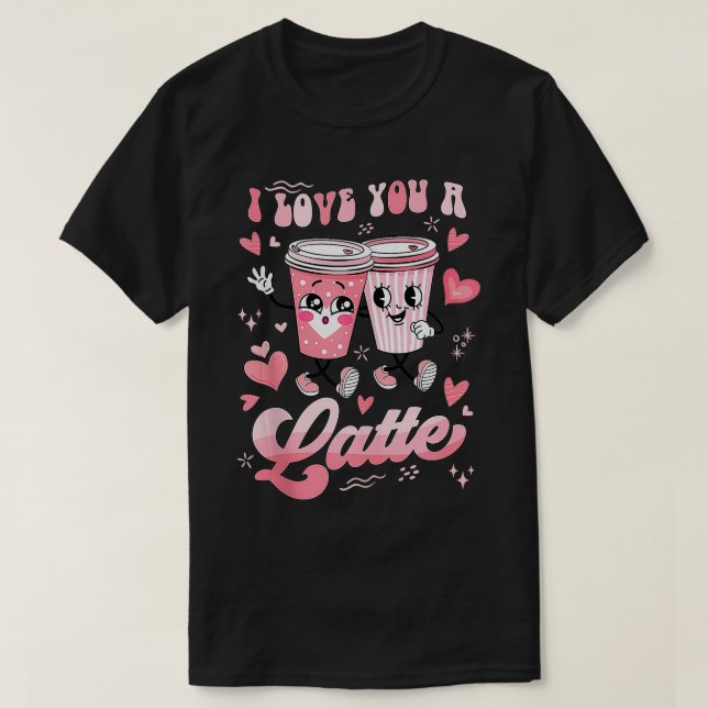 T-shirt Retro Valentines Day Café Lover Je T'Aime Un Peu (Design devant)