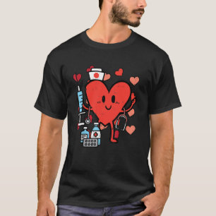 T-shirt Retro Valentines Day Infirmière Coeur Infirmière S