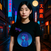 Rétro Vaporwave Lune Melancholy Anime Girl