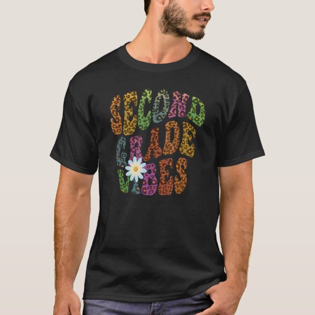 T-shirt Retro VIBES DE SECONDE GRADE Enseignant Paix Amour (Devant)