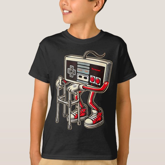 T-shirt Retro Video Game Controller With Walker Funny Game (Devant)