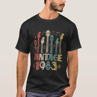 T-shirt Retro Vintage 1983 Guitar Lover 1983 Anniversaire