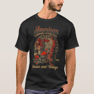 T-shirt Retro Vintage Américain Motorcycle Indien Pour Vie