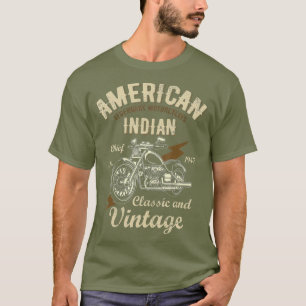 T-shirt Retro Vintage Américain Motorcycle Indien Pour Vie