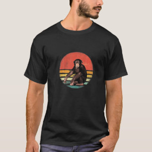T-shirt Retro Vintage Chimpanzé Singe Forêt Sauvage Animal