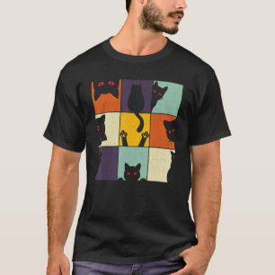 T-shirt Retro Vintage Curieux Mème Chat Pour Chat Maman Ch