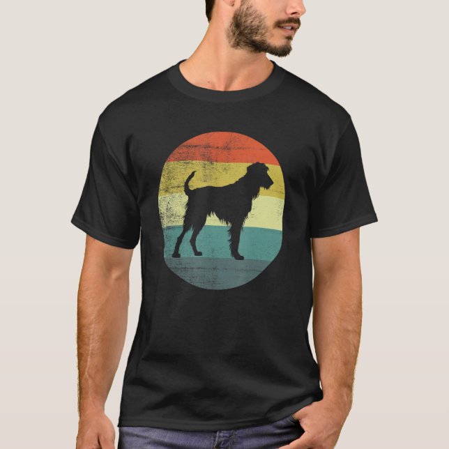 T-shirt Retro Vintage Design Irish Wolfhound Dog (Devant)