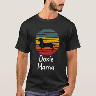 T-shirt Retro Vintage Doxie Mama Dachshund Maman Amoureux 