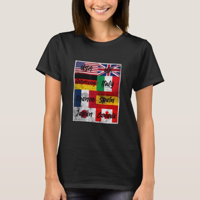 T-shirt Retro Vintage Flags of The World Illustration Grap (Devant)