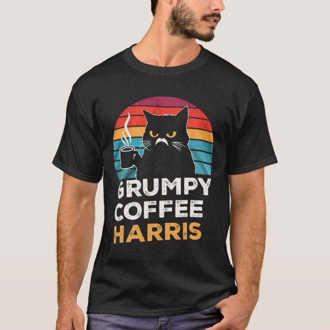 T-shirt Retro Vintage Grumpy Coffee Harris (Devant)