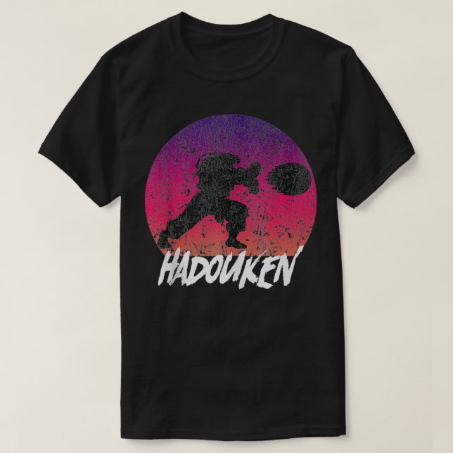 T-shirt Retro Vintage Hadouken Fighter (Design devant)