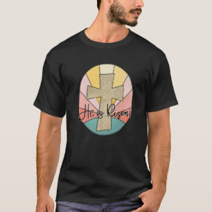 T-shirt Retro Vintage Il Est Ressuscité Jésus Croix Christ