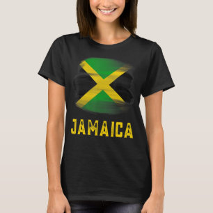 T-shirt Retro Vintage Jamaïque Drapeau Roses Aquarelles Sp