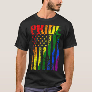 T-shirt Retro Vintage Lgbt Pride Drapeau Américain Lesbian