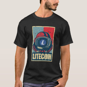T-shirt Rétro Vintage Litecoin LTC À L'Astronaut Lune M