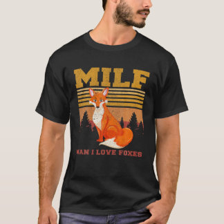 T-shirt Retro Vintage MILF Homme I Love Foxes Fox Zoo Anim