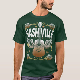 T-shirt Retro Vintage Nashville Country Music City Guitare