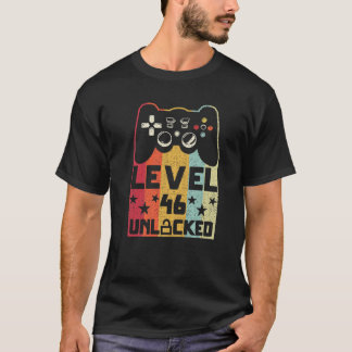 T-shirt Retro Vintage Niveau 46 Déverrouillé Jeu Vidéo 46E