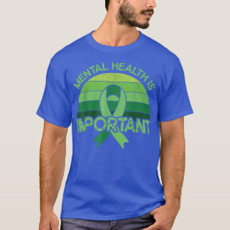 T-shirt Retro Vintage Ruban vert Anxiété Santé mentale A