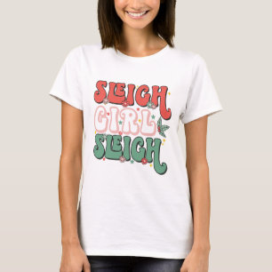 T-shirt Retro Vintage Sleigh Girl Sleigh Festive