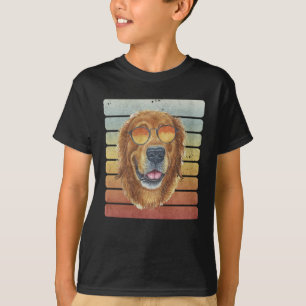 T-shirt Retro Vintage Sunset Golden Retriez Face Maman Pap