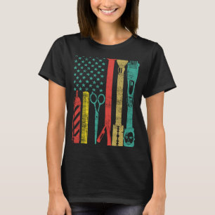 T-shirt Retro Vintage USA Drapeau Barbier Barbier Outils H