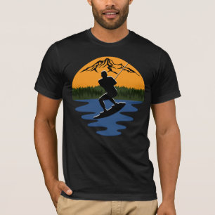 T-shirt Retro Wakeboard Water Ski Orange Sunset