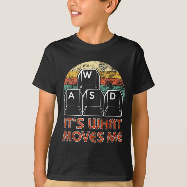 T-shirt Retro Wasd Gaming Keys Funny Pc Gamer Design  (Devant)