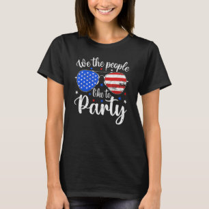 T-shirt Retro We People Like To Party American Flag 4t