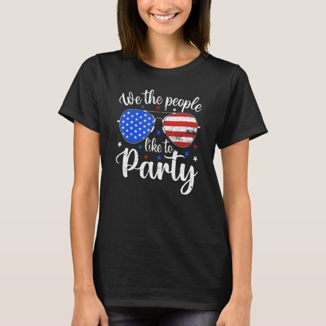 T-shirt Retro We People Like To Party American Flag 4t (Devant)