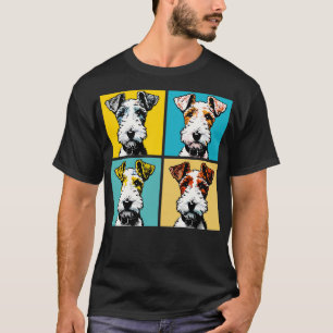 T-shirt Retro Wire Fox Terrier Art Cute Chiot