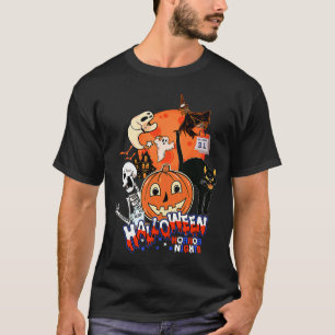 T-shirt Retro Witch Citrouille Chat noir Skeleton Hall