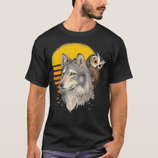 T-shirt Retro Wolf Faune Forêt Nature Animal Cadeau Sage
